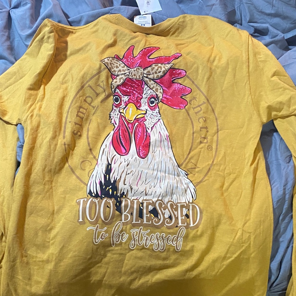 Simply Southern Yellow Long Sleeve Tee with Rooster Graphic